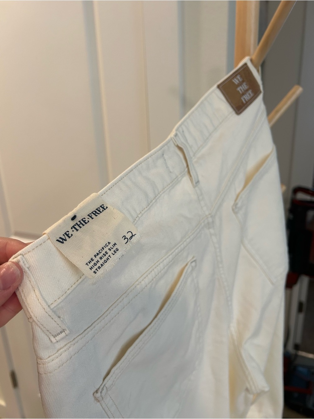 We The Free Off-White High-Rise Straight Leg Jeans
